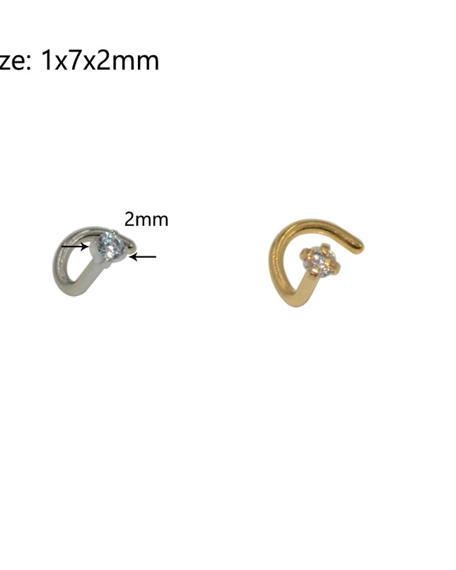 1pcs Stainless Steel Zircon Nose Stud Steptum Ring Nose Studs Hooks Bar Pin Nose Rings Earring Women Body Piercing Jewellery