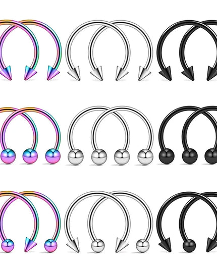 Punk C Shape Steel Nose Ring Horseshoe Lip Ring puncture Hook Clip Earrings Septum  No Allergic Body Piercing Jewelry Nose Rings