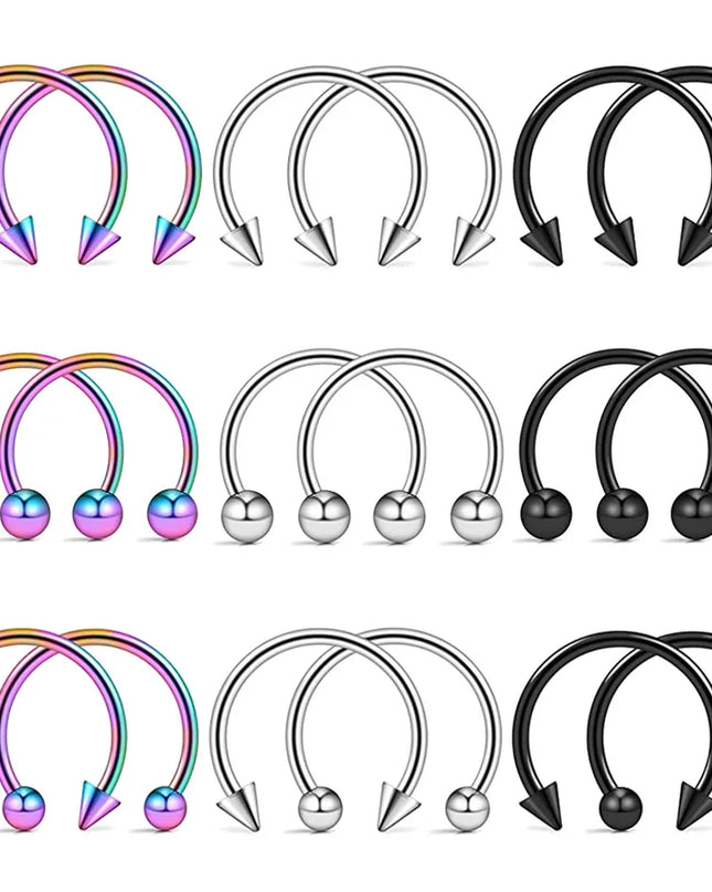 Punk C Shape Steel Nose Ring Horseshoe Lip Ring puncture Hook Clip Earrings Septum  No Allergic Body Piercing Jewelry Nose Rings