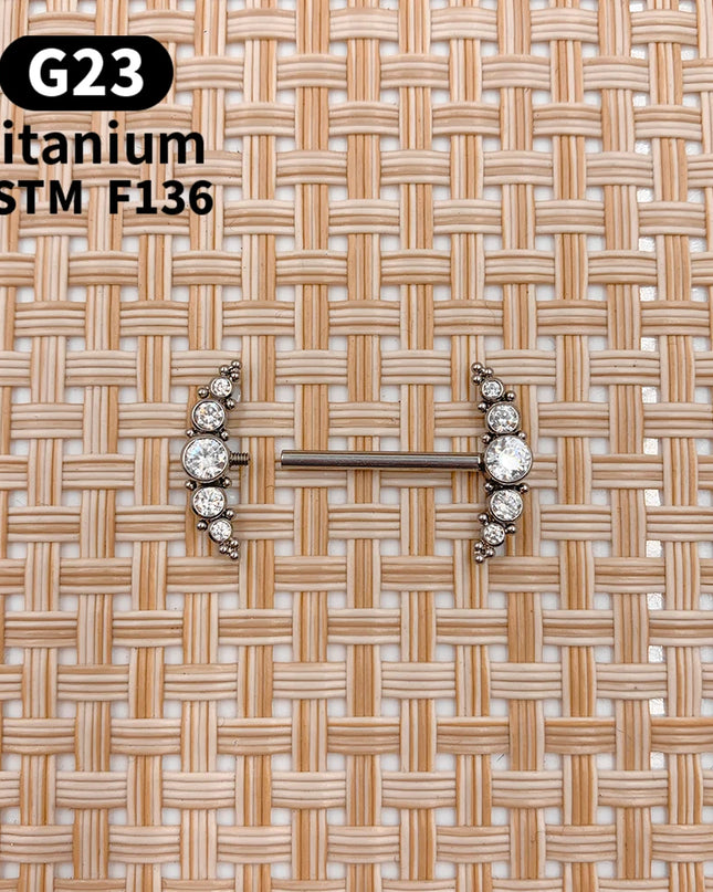 1 Pcs G23 Titanium Nipple Piercing 14g Spiral CZ Barbell Nipple Ring Adult Game Bondage Sexy Body Piercing Jewelry Lover Gift
