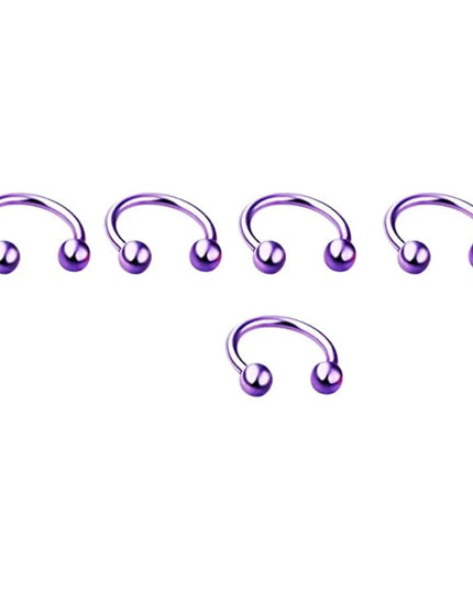 5pcs Stainless Steel Nose Hoop Ring Septum Rings Lip Studs Nostril Earrings Circular Tragus Ear Piercing Horseshoe Body Jewelry
