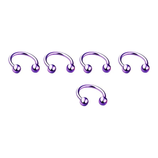5pcs Stainless Steel Nose Hoop Ring Septum Rings Lip Studs Nostril Earrings Circular Tragus Ear Piercing Horseshoe Body Jewelry