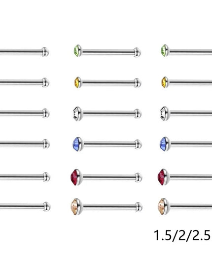 12/24/36Pcs L Shape Nose Ring Curve Pack Crystal Straight Nose Ring Set Nose Stud Lot Piercing Nariz Cuff Nase Pircing Nose Clip