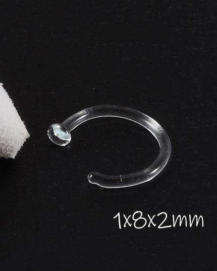 1PC Glass Nose Helix Studs Transparent Straight Curved Nose Ring Prevent Allergy Nariz Tragus Navel Piercing Body Jewelry