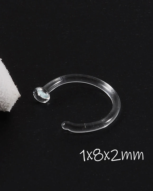 1PC Glass Nose Helix Studs Transparent Straight Curved Nose Ring Prevent Allergy Nariz Tragus Navel Piercing Body Jewelry