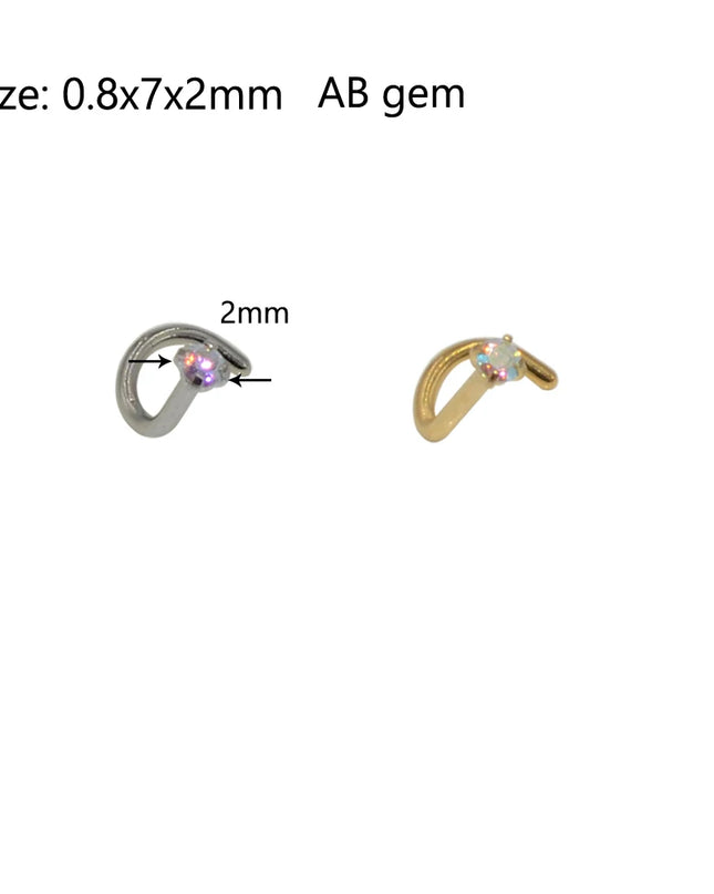 1pcs Stainless Steel Zircon Nose Stud Steptum Ring Nose Studs Hooks Bar Pin Nose Rings Earring Women Body Piercing Jewellery