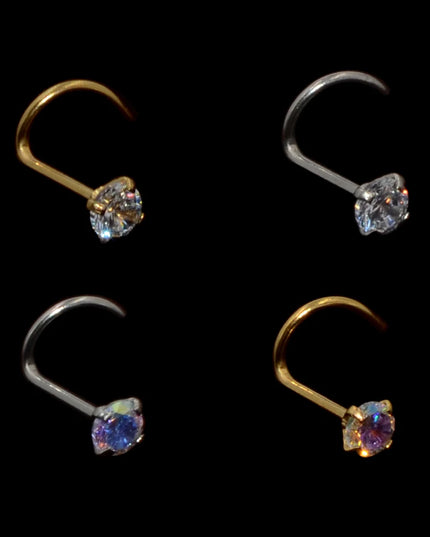 1pcs Stainless Steel Zircon Nose Stud Steptum Ring Nose Studs Hooks Bar Pin Nose Rings Earring Women Body Piercing Jewellery