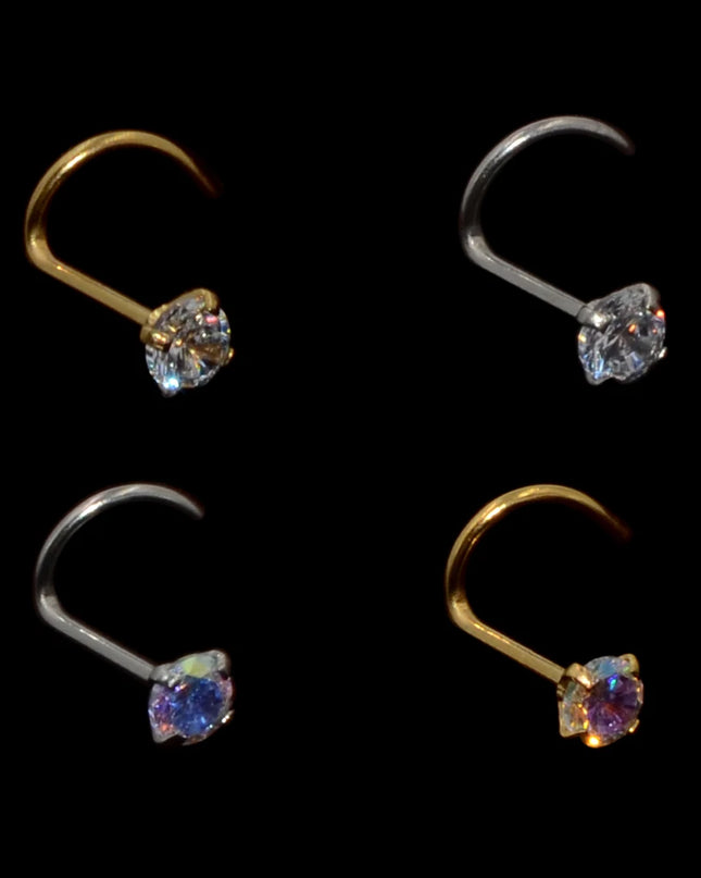 1pcs Stainless Steel Zircon Nose Stud Steptum Ring Nose Studs Hooks Bar Pin Nose Rings Earring Women Body Piercing Jewellery