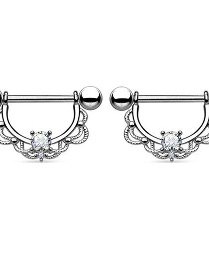 1 Pairs Sexy Heart Nipple Rings CZ Crystal Barbell Nipple Piercing Shield Women Man 316L Steel Body Piercing Jewelry Oreja 14G
