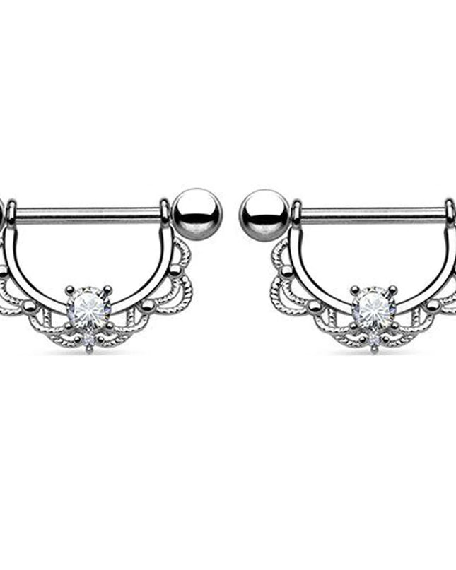1 Pairs Sexy Heart Nipple Rings CZ Crystal Barbell Nipple Piercing Shield Women Man 316L Steel Body Piercing Jewelry Oreja 14G