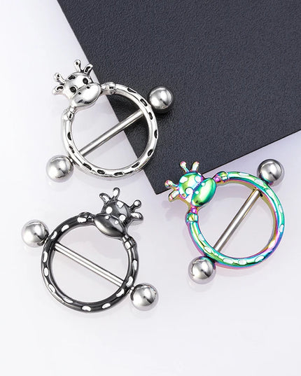 2pcs Stainless Steel Nipple Ring Piercing Barbell Shield Bar 14G Nipple Cover Adult Game for Women Sexy Breast Body Jewelry Gift
