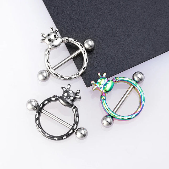 2pcs Stainless Steel Nipple Ring Piercing Barbell Shield Bar 14G Nipple Cover Adult Game for Women Sexy Breast Body Jewelry Gift
