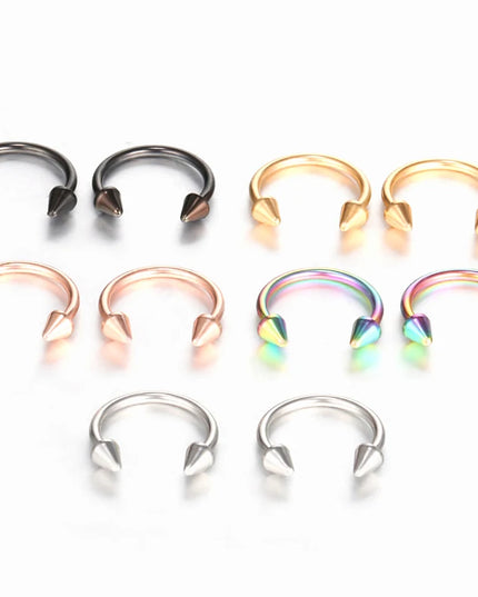Stainless Steel Cone Spike Horseshoe Circular Septum Nose Ring Nipple Hoops Nose Septum Eyebrow Ear Piercing Body Jewelry