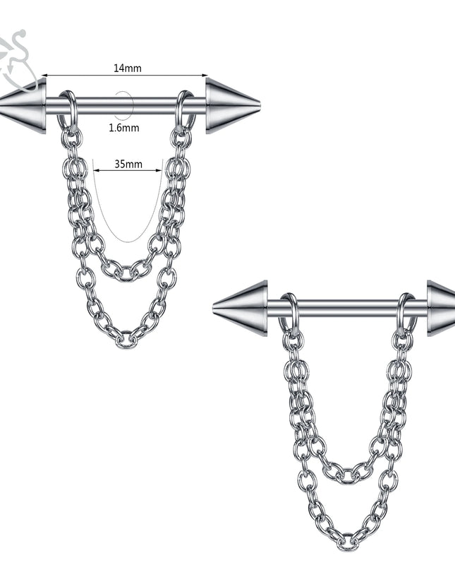 ZS 2PCS Stainless Steel Nipple Piercing Bar For Women 14G Crystal Heart Nipple Shield Ring Horseshoe Barbell Sexy Nipple Jewelry