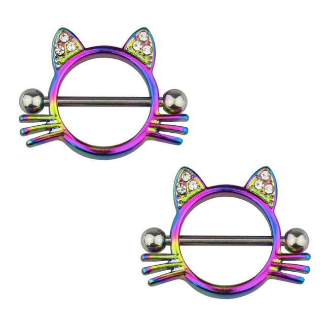 2pcs Stainless Steel Nipple Ring Piercing Barbell Shield Bar 14G Nipple Cover Adult Game for Women Sexy Breast Body Jewelry Gift