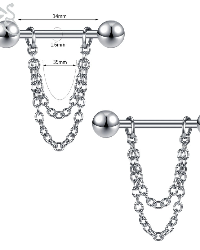ZS 2PCS Stainless Steel Nipple Piercing Bar For Women 14G Crystal Heart Nipple Shield Ring Horseshoe Barbell Sexy Nipple Jewelry