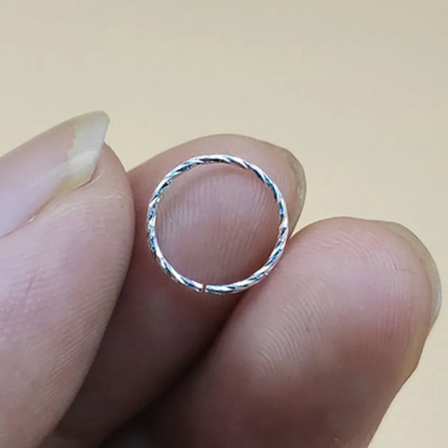 India Nose ring hoop 925 sterling silver thin nose piercing for women men twist zircon cartilage tragus helix hoop earring