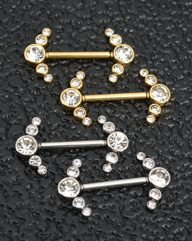 1 Pair 16G 1.2x14mm Plug-in Stainless Steel Barbell Piercing Sexy Women Nipple Piercing Jewelry Unthreaded Nipple Rings No Screw