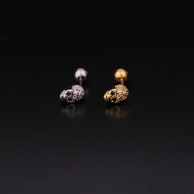 Cz EarTragus Cartilage Piercing Crystal Flower Skull Heart Pearl Earrings Barbell Piercing Orelha Ear Stud Helix Sexy Jewelry