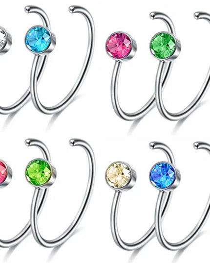 12/24/36Pcs L Shape Nose Ring Curve Pack Crystal Straight Nose Ring Set Nose Stud Lot Piercing Nariz Cuff Nase Pircing Nose Clip