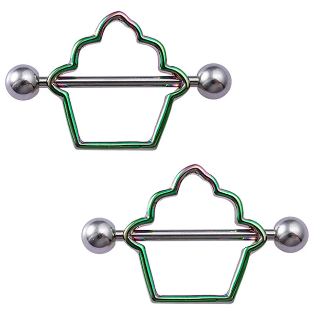 2pcs Stainless Steel Nipple Ring Piercing Barbell Shield Bar 14G Nipple Cover Adult Game for Women Sexy Breast Body Jewelry Gift