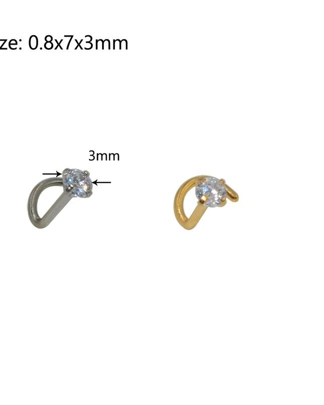 1pcs Stainless Steel Zircon Nose Stud Steptum Ring Nose Studs Hooks Bar Pin Nose Rings Earring Women Body Piercing Jewellery