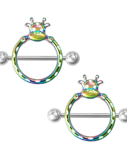 2pcs Stainless Steel Nipple Ring Piercing Barbell Shield Bar 14G Nipple Cover Adult Game for Women Sexy Breast Body Jewelry Gift
