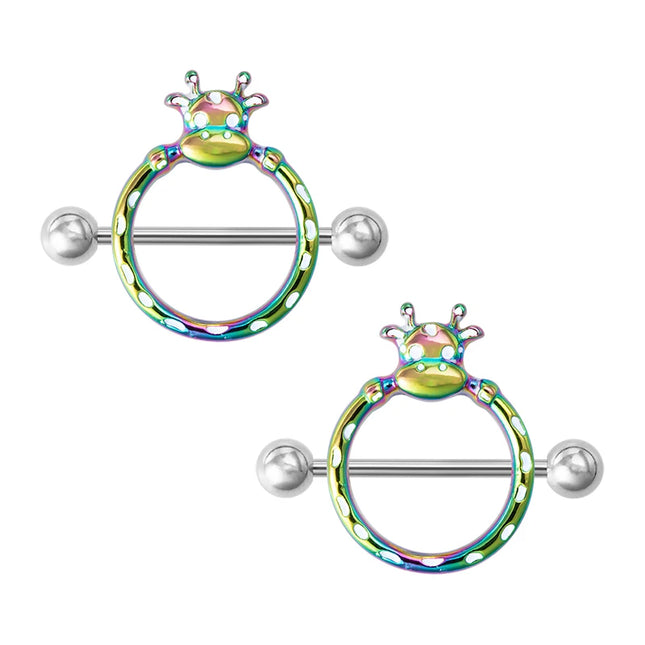 2pcs Stainless Steel Nipple Ring Piercing Barbell Shield Bar 14G Nipple Cover Adult Game for Women Sexy Breast Body Jewelry Gift