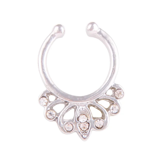 1PCS Stainless Steel Fake Nose Ring Clip On Septum Piercing Faux Hoop Indian Nose Ring Pircing Nariz Punk Body Piercing Jewelry