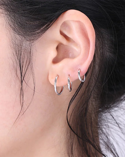 1 pair Women/Man Stainless Steel Small Hoops Earring Piercing Ear Cartilage Tragus Simple Thin Circle Anti-allergic Ear Buckle