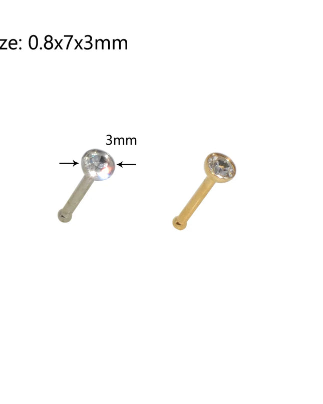 1pcs Stainless Steel Zircon Nose Stud Steptum Ring Nose Studs Hooks Bar Pin Nose Rings Earring Women Body Piercing Jewellery