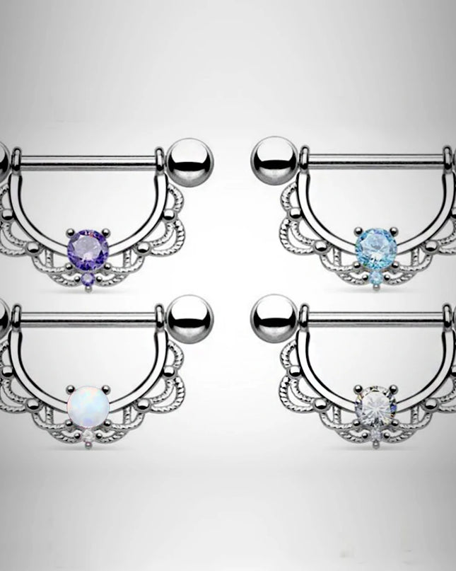 1 Pairs Sexy Heart Nipple Rings CZ Crystal Barbell Nipple Piercing Shield Women Man 316L Steel Body Piercing Jewelry Oreja 14G