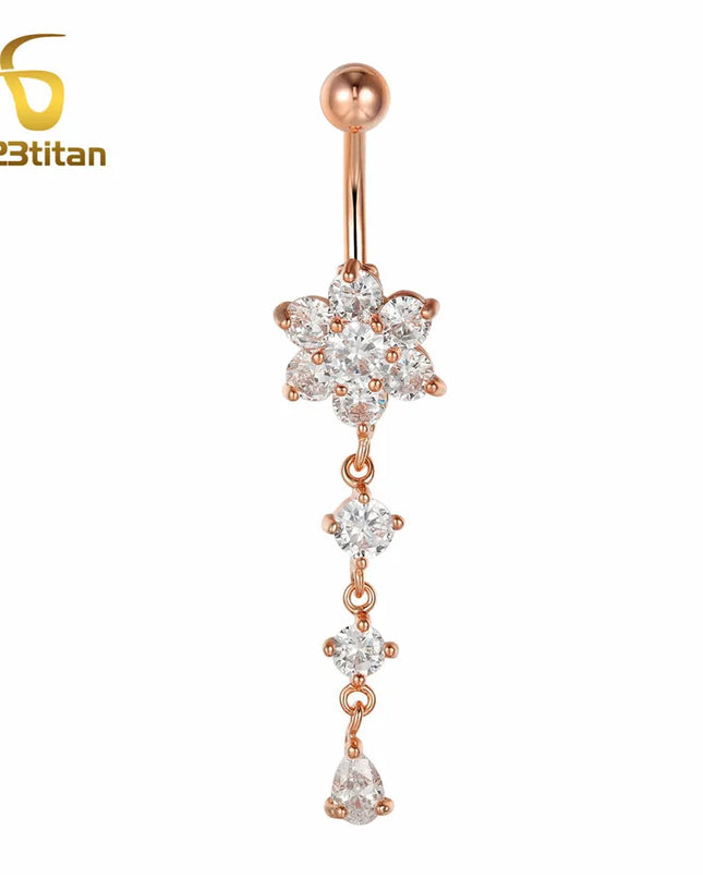 Elegant Long Belly Button Rings for Women 14G G23 Titanium Piercing Curved Barbell CZ Zircon Navel Bar Allergy Free Body Jewelry