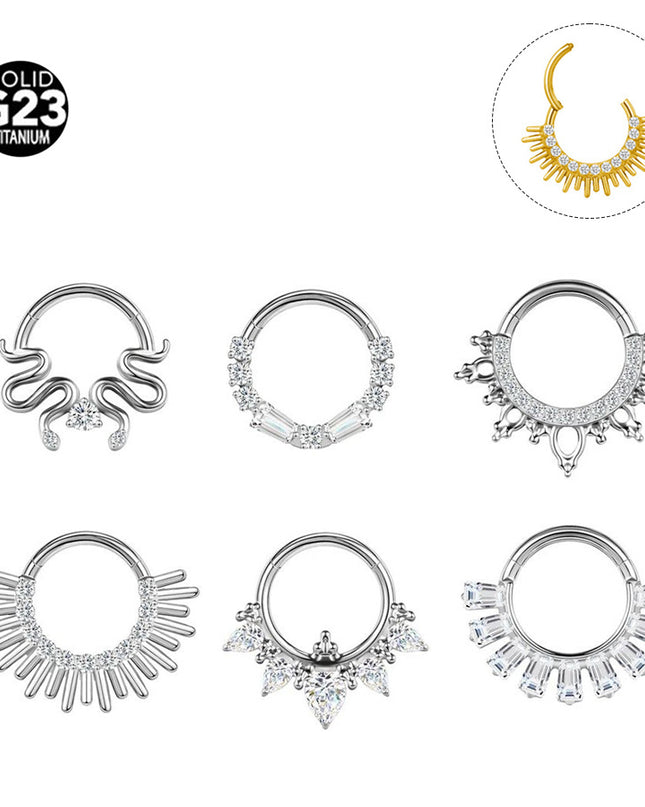2024 new G23 titanium alloy tassel nose ring ear bone ring carved nose ring explosion puncture jewelry