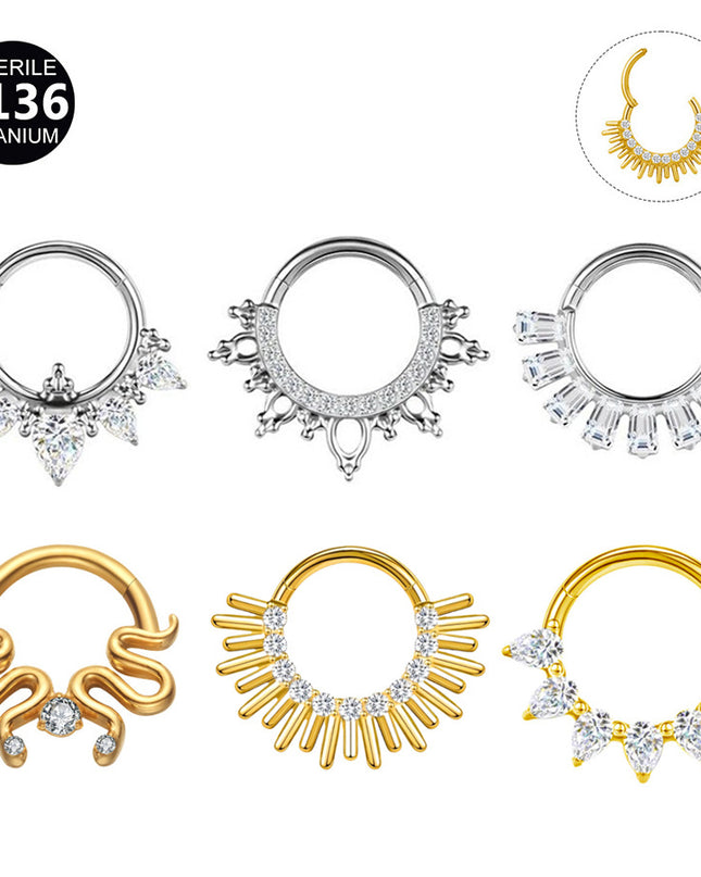 2024 new G23 titanium alloy tassel nose ring ear bone ring carved nose ring explosion puncture jewelry
