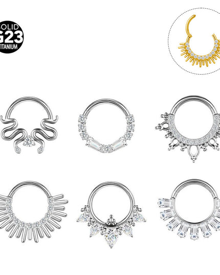2024 new G23 titanium alloy tassel nose ring ear bone ring carved nose ring explosion puncture jewelry