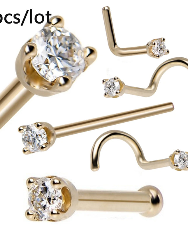3/4/5/8/10/15/30pcs/lot Fake Nose Studs Ring Piercing Sets L-S-Shaped Curved Nose Rings Pack Steel Star Heart Moon Nose Jewelry
