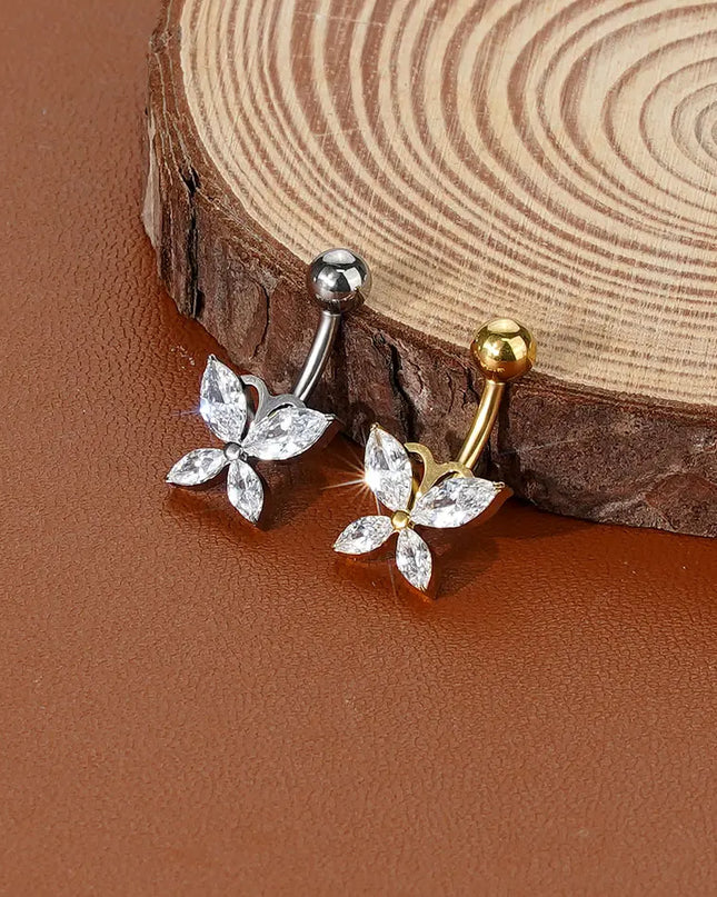 1Pc Titanium Belly Button Piercing Ring for Women CZ Heart Butterfly Dangle Navel Ring Belly Piercing Body Jewelry