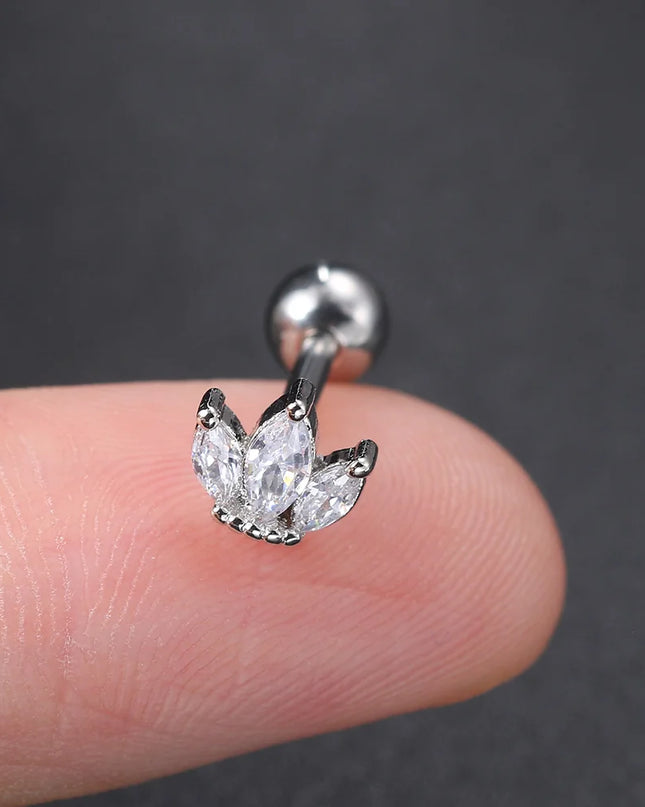 Ear Piercing For Women Pierced Earring Daith Helix Flat Lobe Star Plant Lightning Zircon Stainless Steel Ear Hoop Jewelry Gift