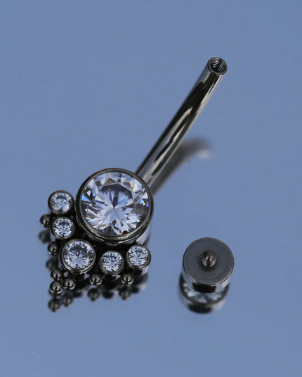 14G Zircon Belly Button Rings For Women Nombril Ombligo Navel Ring ASTM F136 Titanium Barbell Square Body Piercing Jewelry