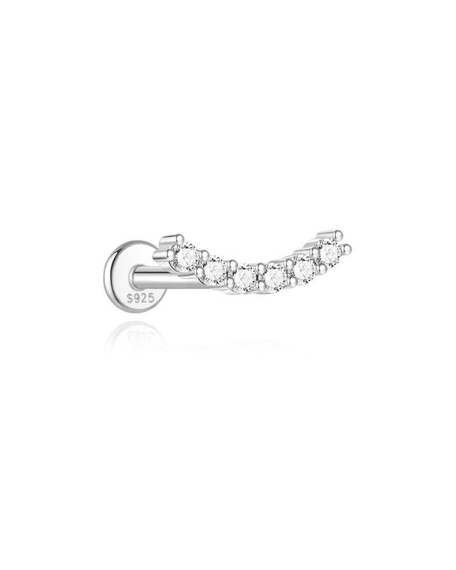 AIDE Heart Round Ball Flat Helix Piercing Earring 925 Sterling Silver Ear Studs Geometric Zircon Exquisite Trinket Studs Aretes