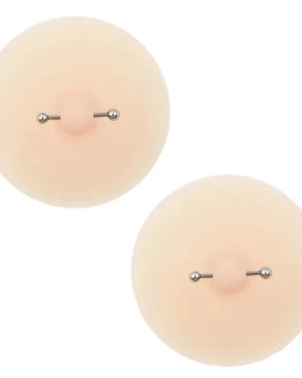 Women Nipple Cover with Faux Piercing Lingerie Breast Pasties Adhesive Chest Pad