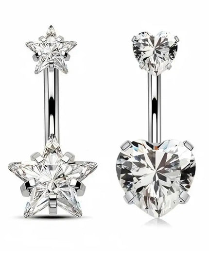 Heart Belly Button Ring Stainless Steel Sexy Navel Piercing Body Jewelry for Women Suitable for Swimwear Outfits