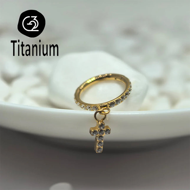 ASTM F136 Titanium Nose Rings Hoop Septum with CZ Flower Clicker Piercing Ear Cartilage Tragus Helix Rook Daith Earrings Jewelry