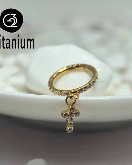 ASTM F136 Titanium Nose Rings Hoop Septum with CZ Flower Clicker Piercing Ear Cartilage Tragus Helix Rook Daith Earrings Jewelry