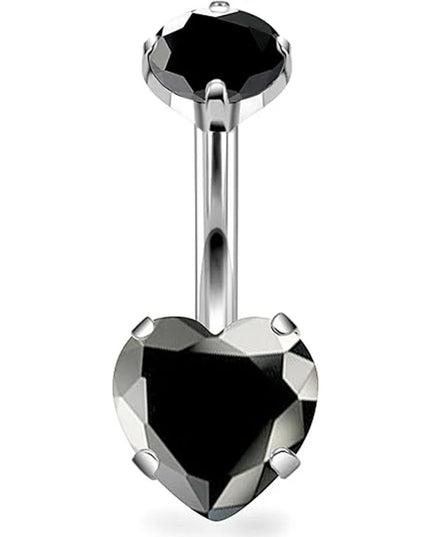 G23 Titanium Heart Shaped Belly Button Ring 14G Clear CZ Women's Navel Piercing Hypoallergenic Sexy Body Jewelry