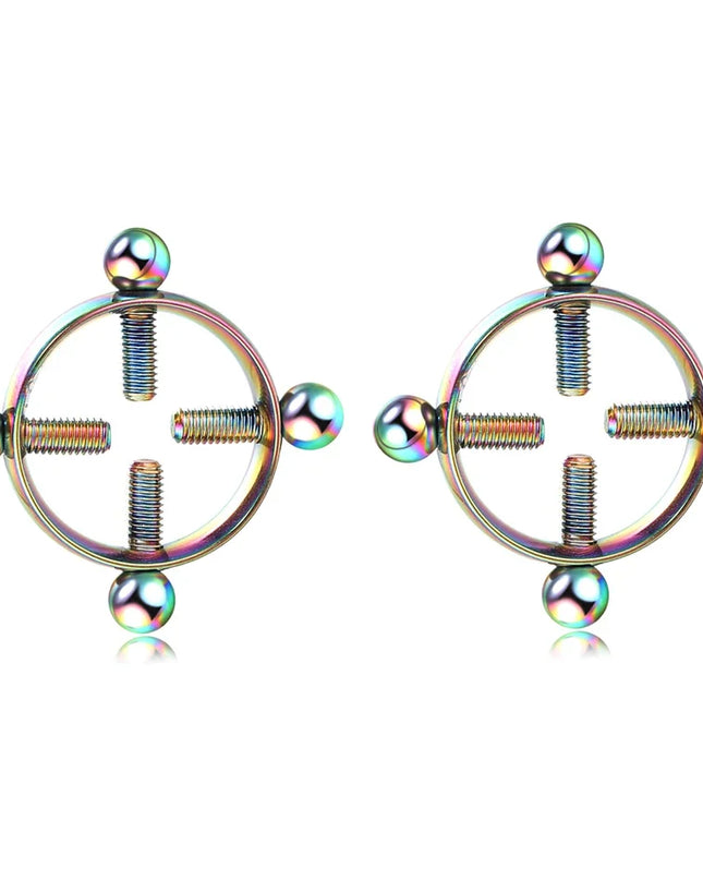 2pcs/lot Steel Round Screw Faux Nipple Clip Rings Sexy Piercing for Women Non Piercing Fake Breast Nail Shield Ring Jewelry Gift