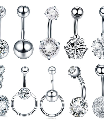 1Pc Surgical Steel Belly Button Ring Navel Nombril Piercing CZ Belly Ring Sexy Women Belly Piercing Body Jewelry Ombligo 14G