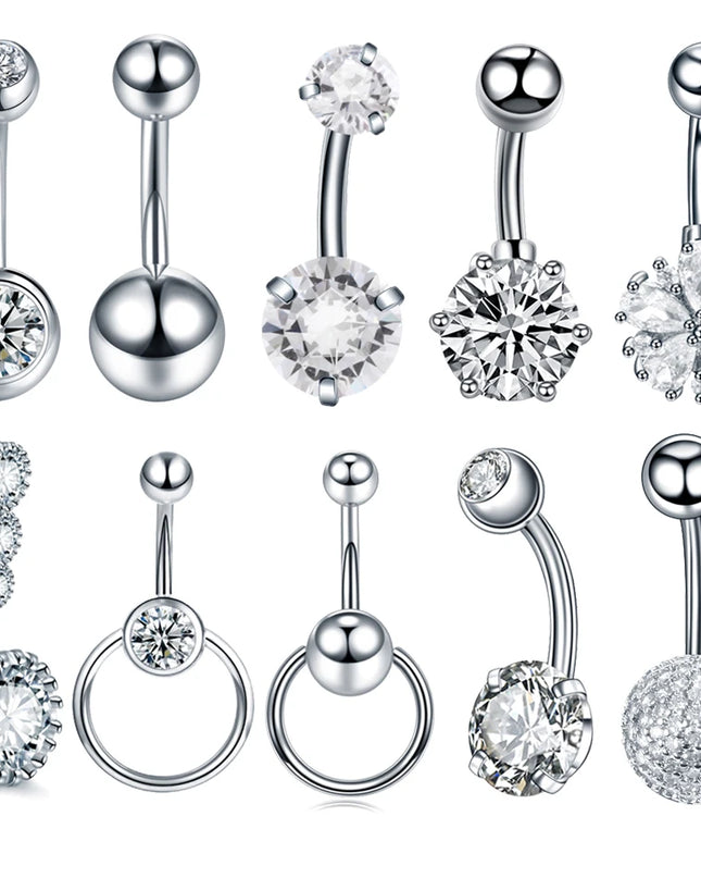 1Pc Surgical Steel Belly Button Ring Navel Nombril Piercing CZ Belly Ring Sexy Women Belly Piercing Body Jewelry Ombligo 14G