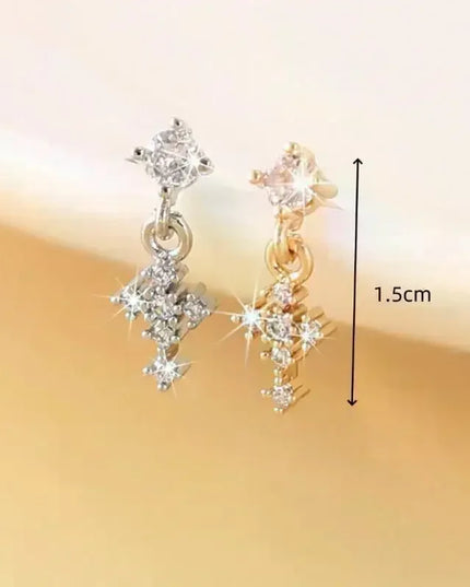 Dangle Nose Rings For Women Cross Zircon Nose Piercing Jewelry L Shape Nose Studs Body Jewelry Accessories